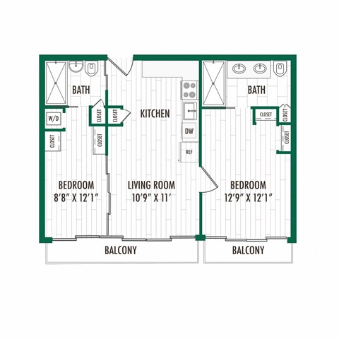 3ZERO3 New Apartments in Seattle, Washington 2x2 Floor Plan